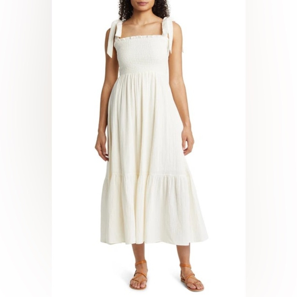 caslon Tie Shoulder Midi Dress